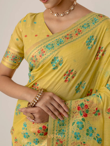Mandira Cotton Yellow Saree