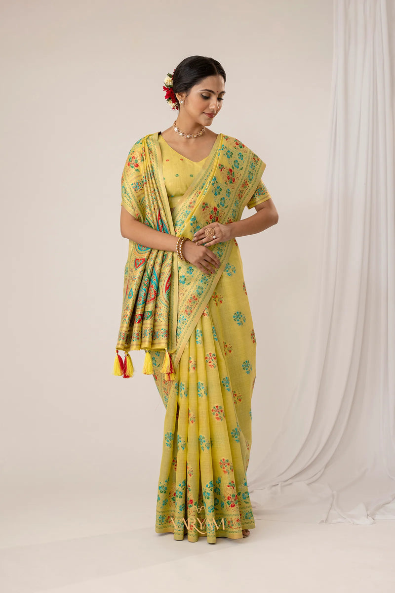 Mandira Cotton Yellow Saree