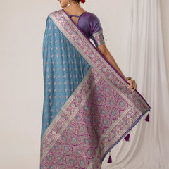 Ruhani Blue Satin Saree