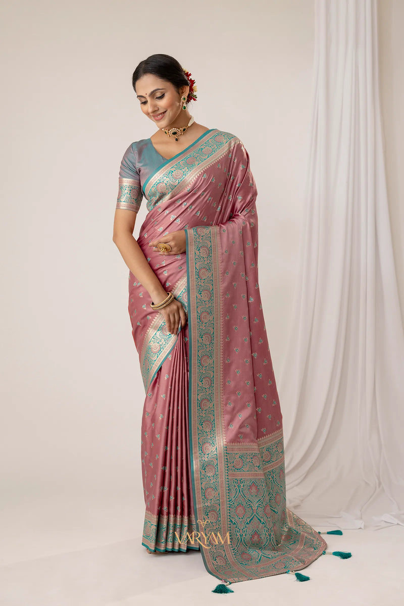 Ruhani Pink Satin Saree