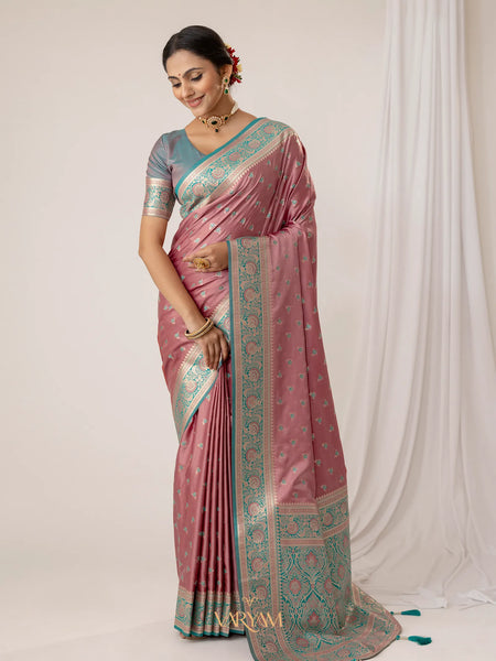 Ruhani Pink Satin Saree
