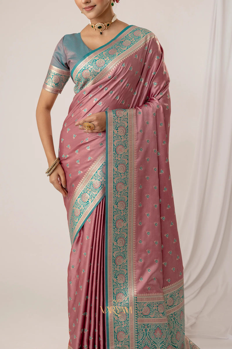 Ruhani Pink Satin Saree