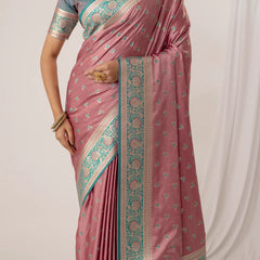 Ruhani Pink Satin Saree