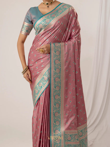 Ruhani Pink Satin Saree