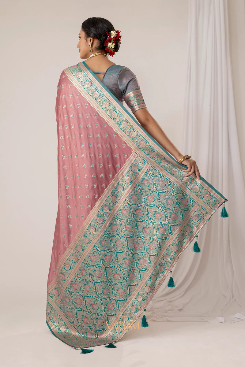 Ruhani Pink Satin Saree