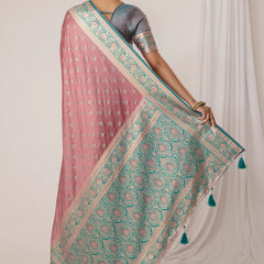 Ruhani Pink Satin Saree