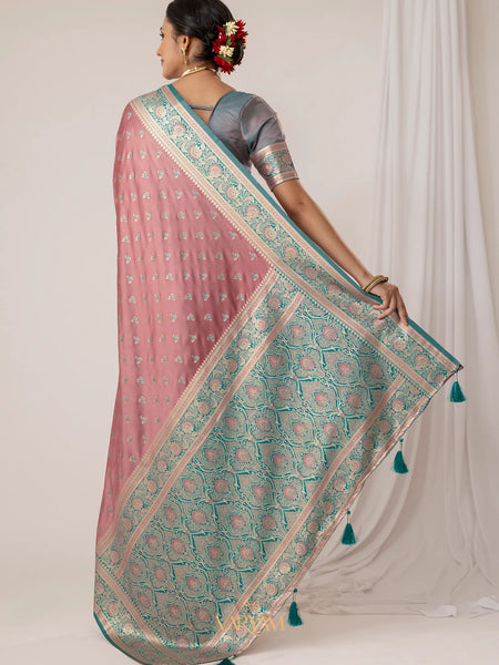 Ruhani Pink Satin Saree