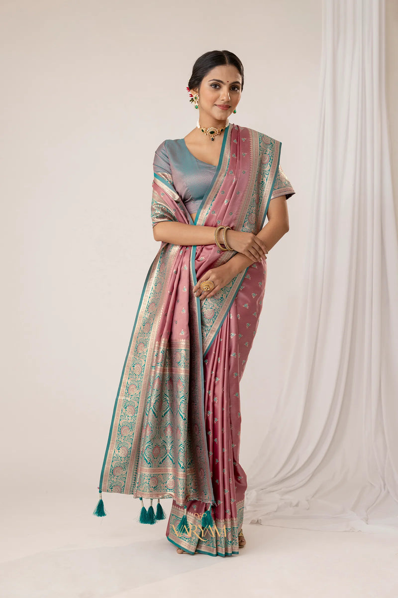 Ruhani Pink Satin Saree
