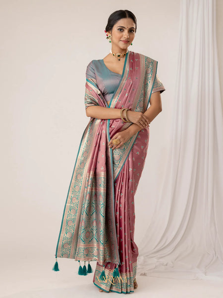 Ruhani Pink Satin Saree