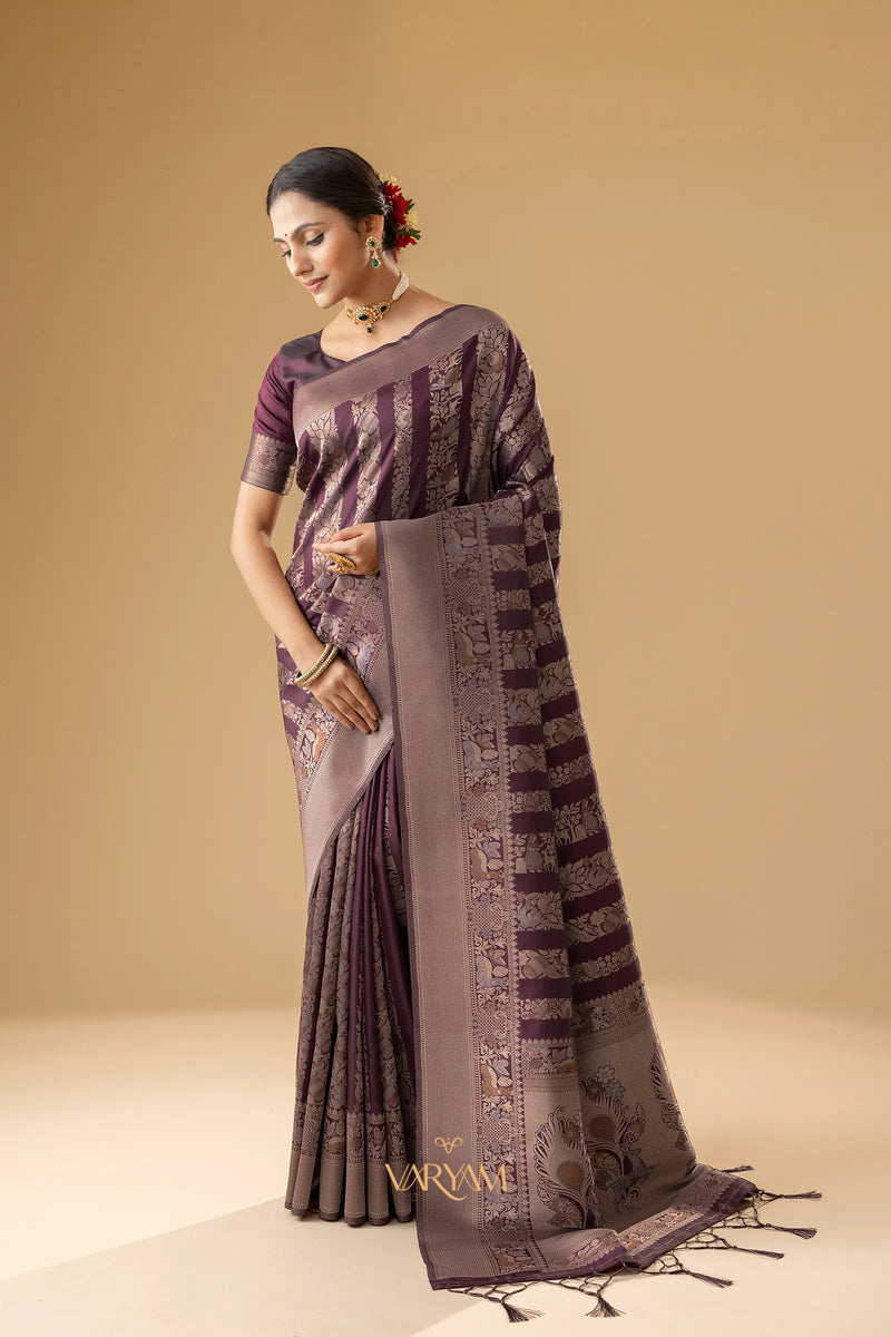 Rekha Silk Wine Saree