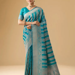 Rekha Silk Teal Blue Saree