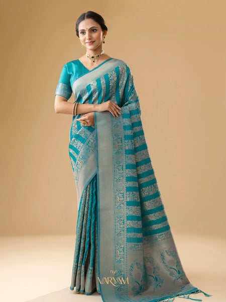 Rekha Silk Teal Blue Saree