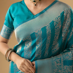 Rekha Silk Teal Blue Saree