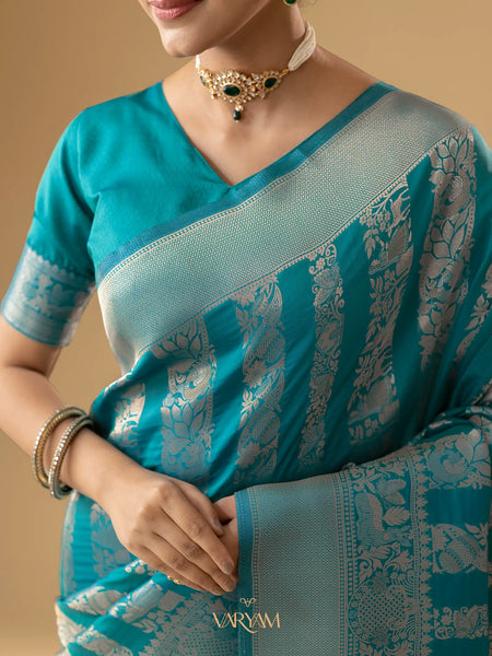 Rekha Silk Teal Blue Saree