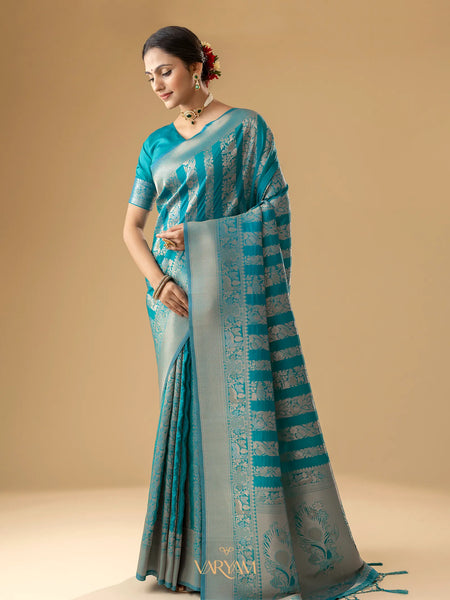 Rekha Silk Teal Blue Saree