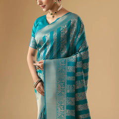 Rekha Silk Teal Blue Saree