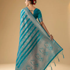 Rekha Silk Teal Blue Saree