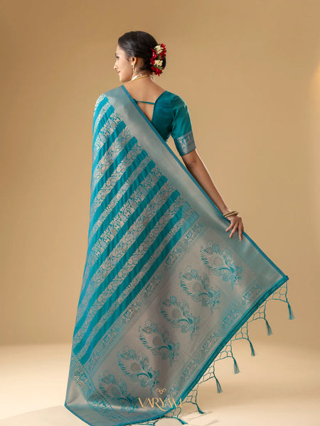 Rekha Silk Teal Blue Saree