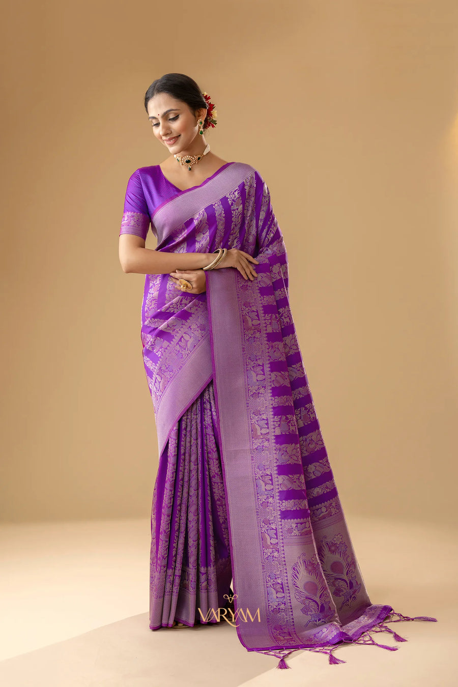 Rekha Silk Purple Saree