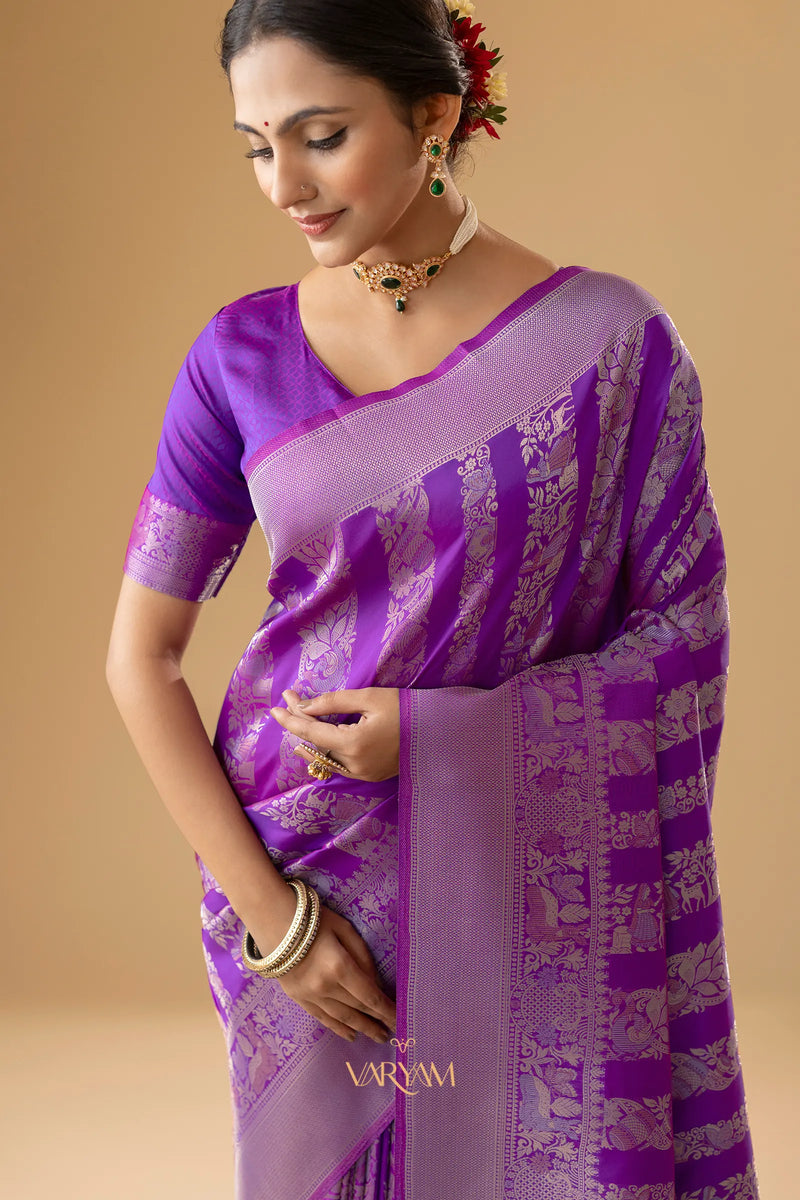 Rekha Silk Purple Saree