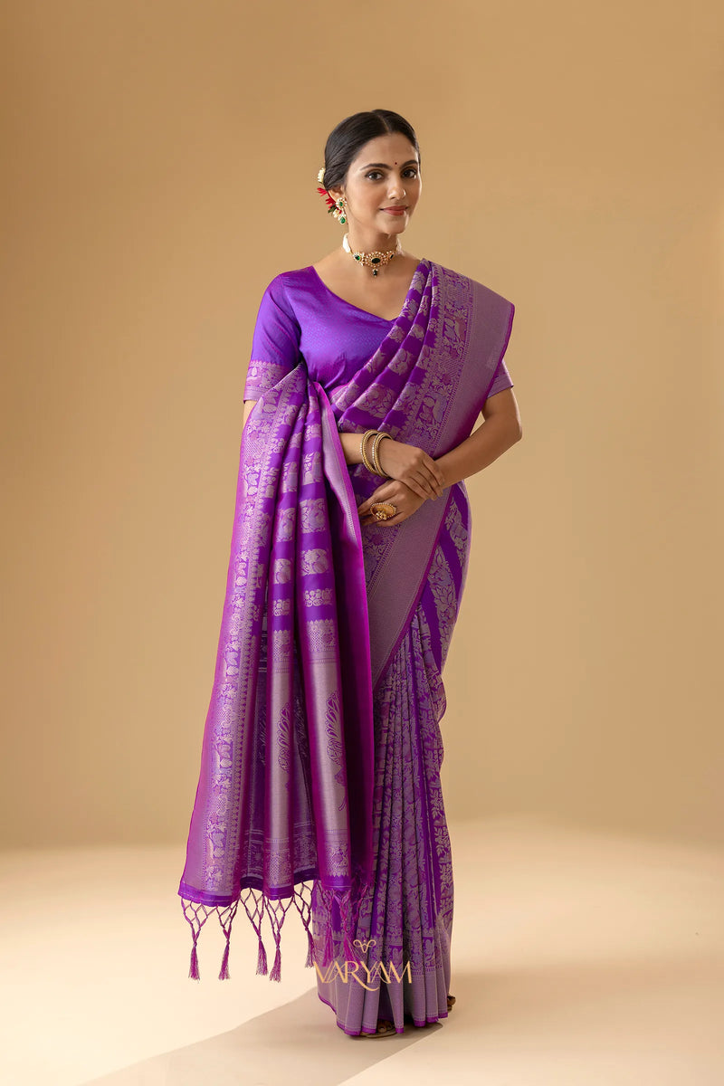Rekha Silk Purple Saree
