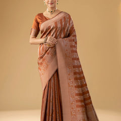 Rekha Silk Rust Orange Saree