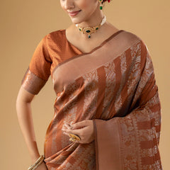 Rekha Silk Rust Orange Saree