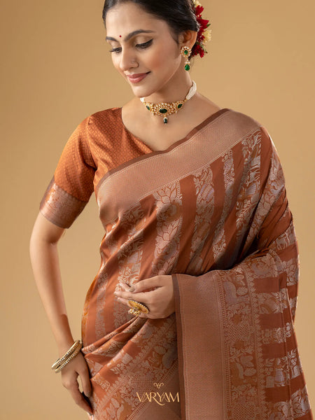 Rekha Silk Rust Orange Saree
