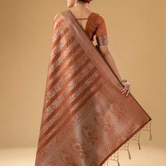 Rekha Silk Rust Orange Saree