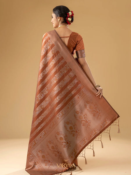 Rekha Silk Rust Orange Saree