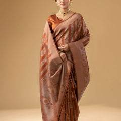 Rekha Silk Rust Orange Saree
