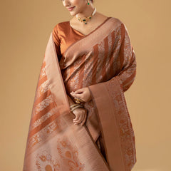 Rekha Silk Rust Orange Saree