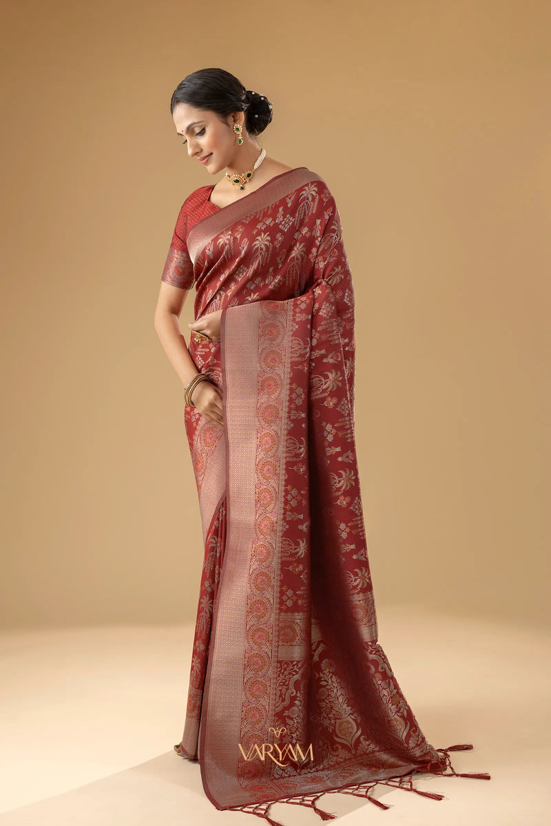 Palmora Silk Red Saree