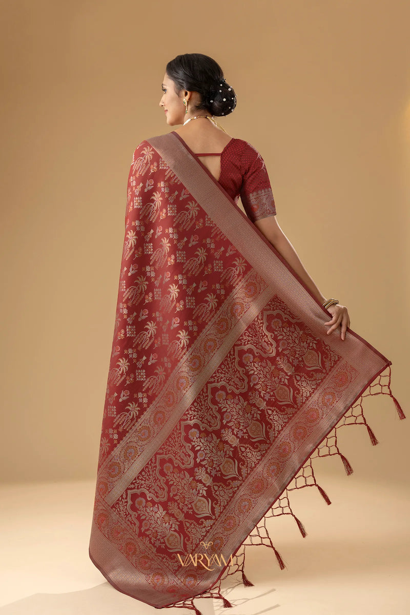 Palmora Silk Red Saree
