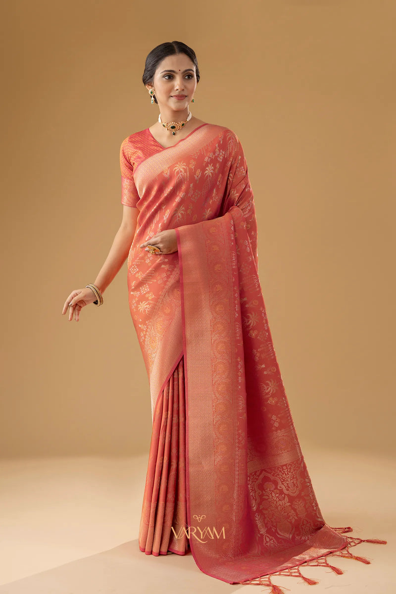 Palmora Silk Orange Saree
