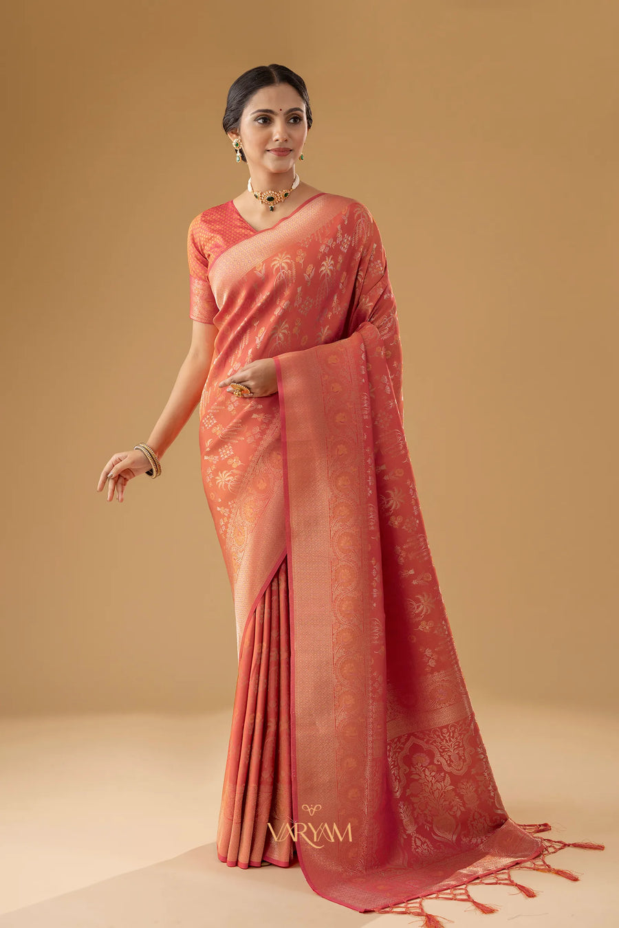 Palmora Silk Orange Saree