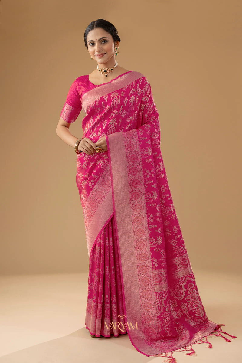 Palmora Silk Pink Saree