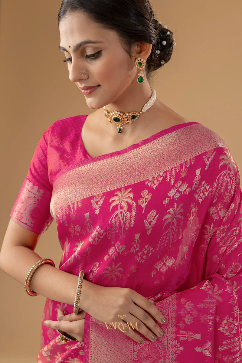 Palmora Silk Pink Saree