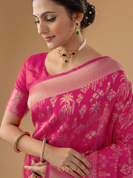 Palmora Silk Pink Saree