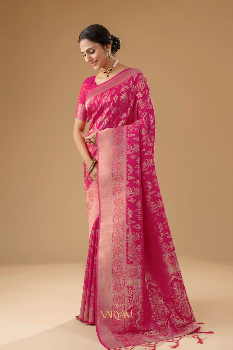 Palmora Silk Pink Saree