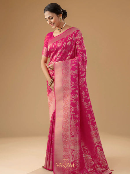 Palmora Silk Pink Saree