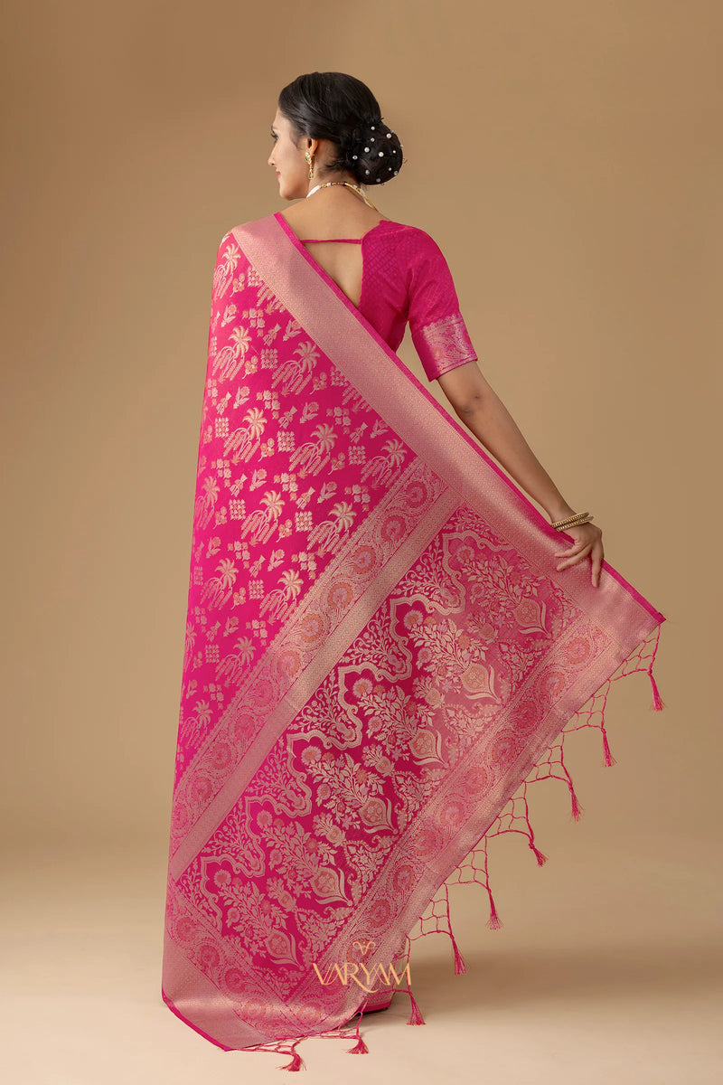 Palmora Silk Pink Saree