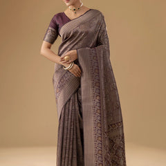 Zariva Silk Deep Brown Saree