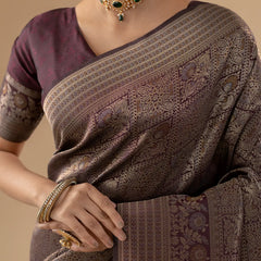Zariva Silk Deep Brown Saree