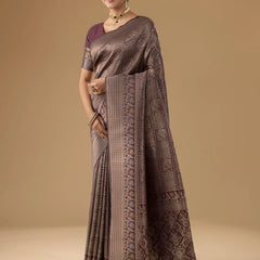 Zariva Silk Deep Brown Saree