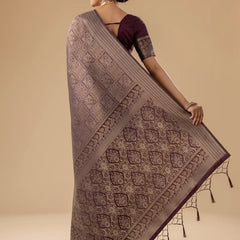 Zariva Silk Deep Brown Saree