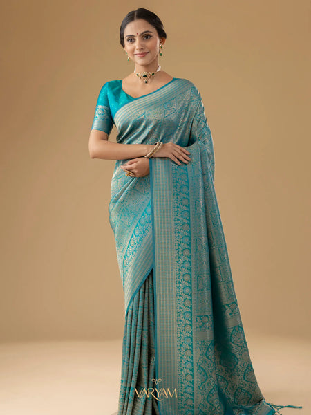 Zariva Silk Teal Blue Saree