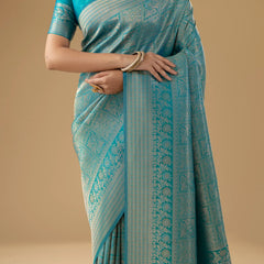 Zariva Silk Teal Blue Saree