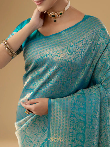 Zariva Silk Teal Blue Saree