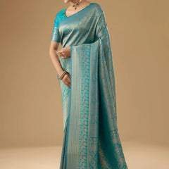 Zariva Silk Teal Blue Saree